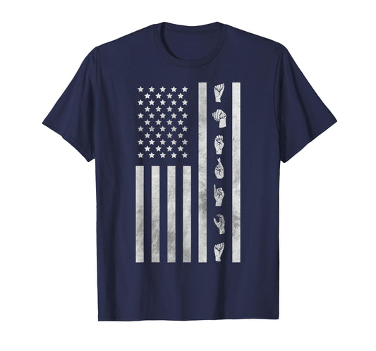 American Flag ASL Shirt American Sign Language America USA Women Kids Men T-Shirt