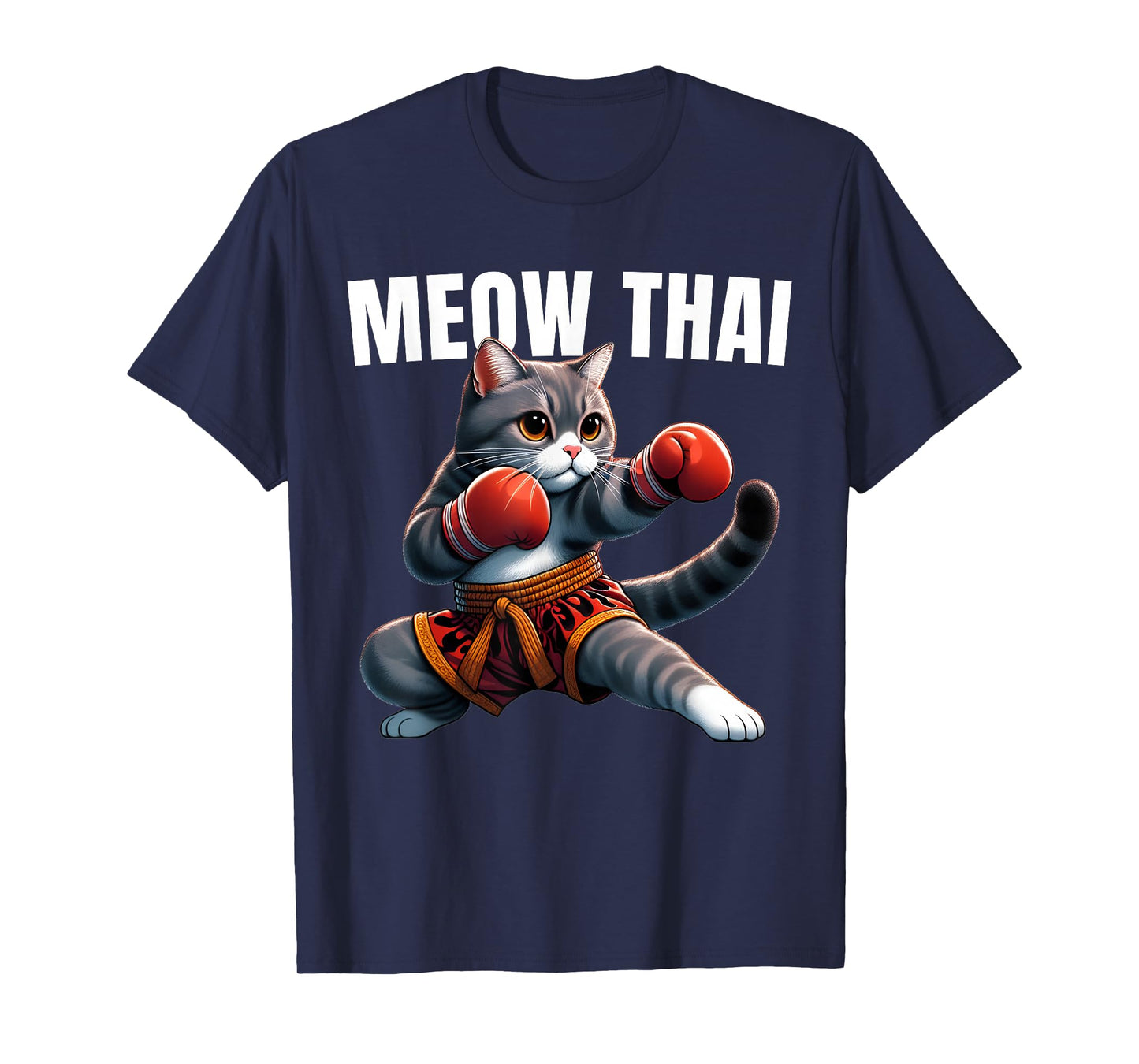 Funny Muay Thai Cat Meow Thai Boxing Martial Art Kids T-Shirt