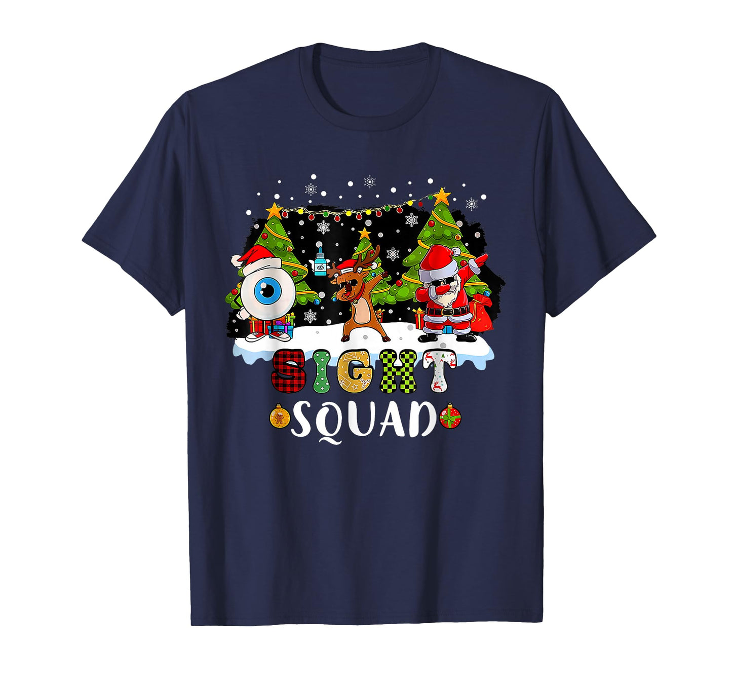 Christmas Sight Squad Santa Reindeer Dabbing Optometrist T-Shirt