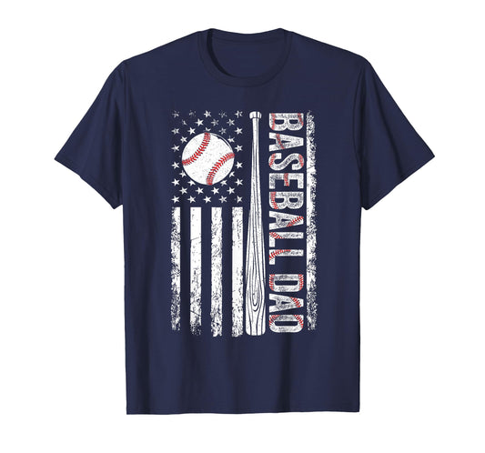 Baseball Dad American Flag Patriotic Father's Day USA Flag T-Shirt