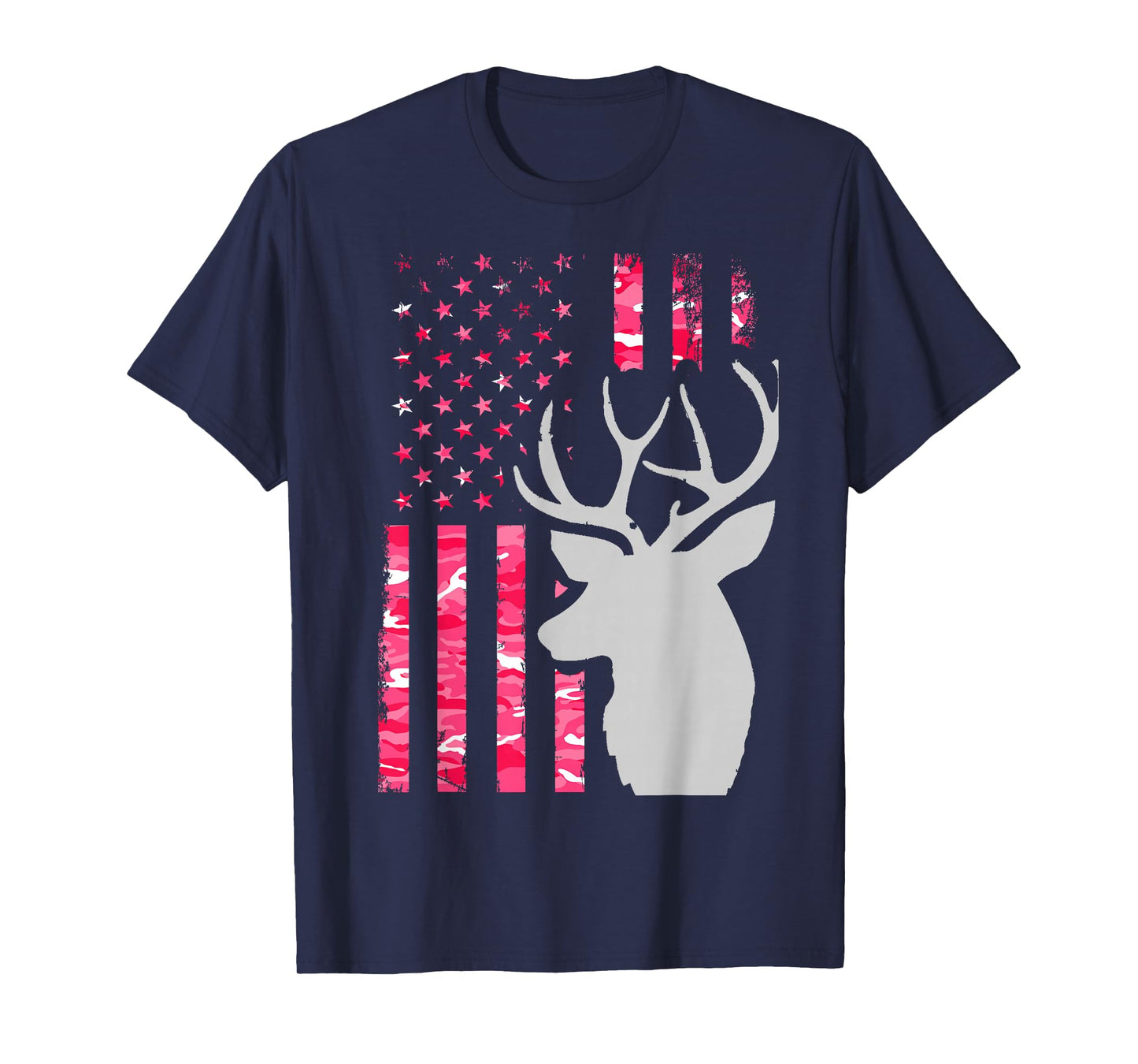 Pink Camo American Flag Camouflage Buck Hunting Shirt Women T-Shirt