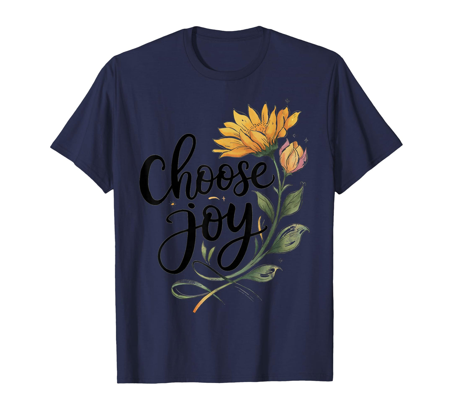 Choose Joy Inspirational Sunflower Floral Positive T-Shirt