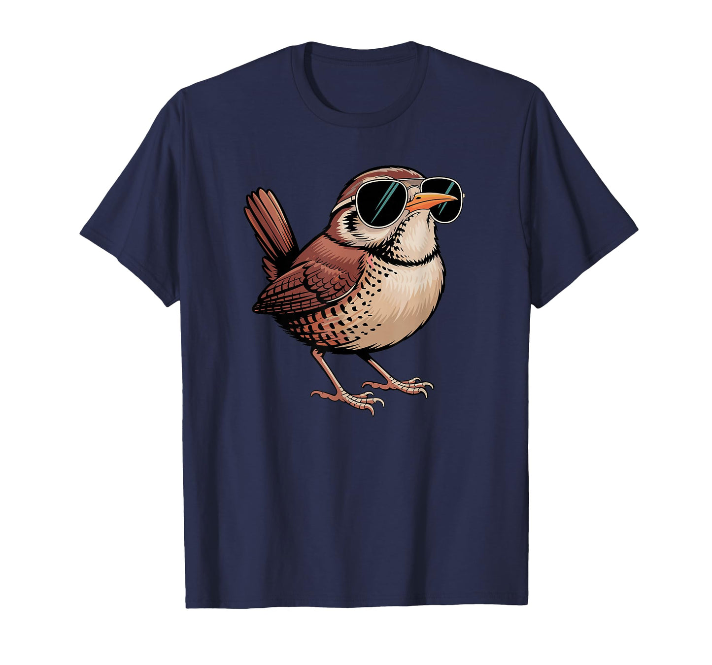 Cool Wren Wearing Sunglasses Bird Watching Lover Funny Humor T-Shirt