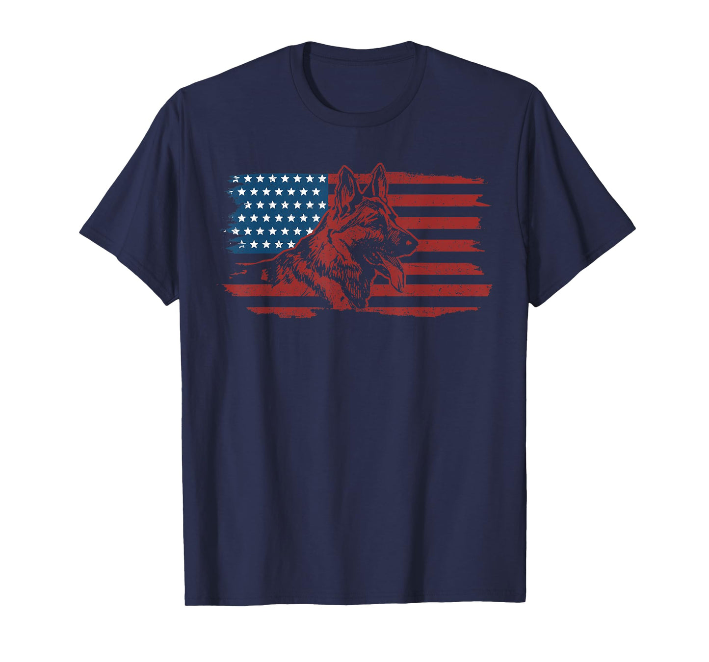 German Shepherd Dog American Flag Patriotic K-9 Unit Gift T-Shirt