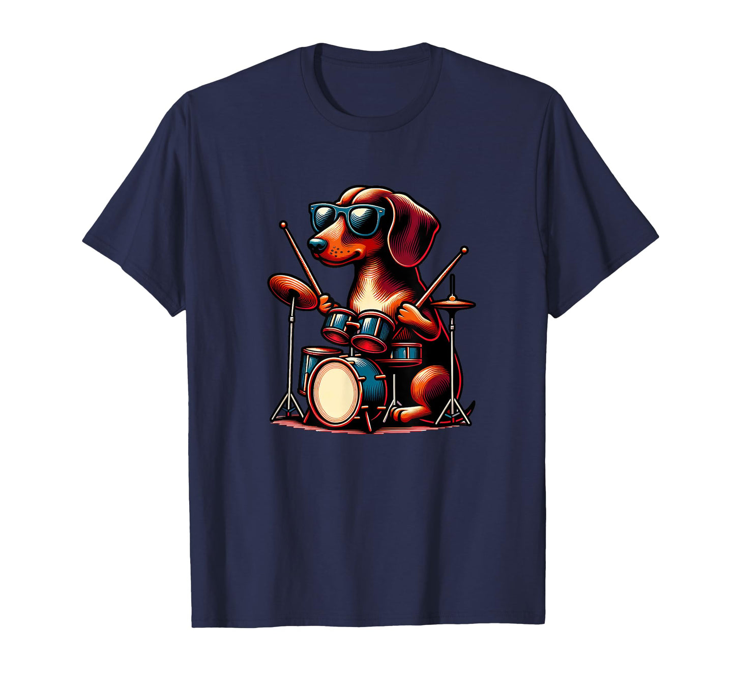 Unique Dachshund Beats Drumming Dog Enthusiast Art T-Shirt