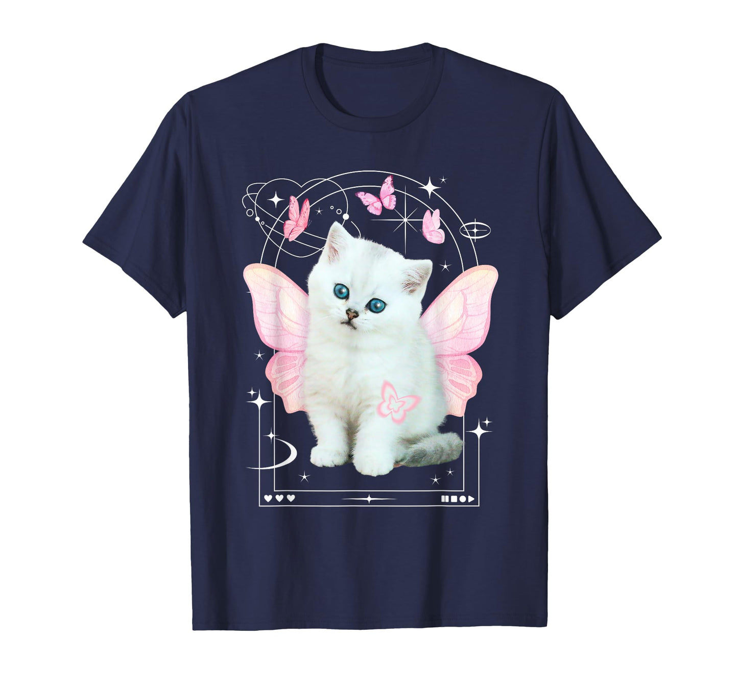 Cute y2k Aesthetic Cat Butterfly Fairy Cyber 2000s Graphic T-Shirt