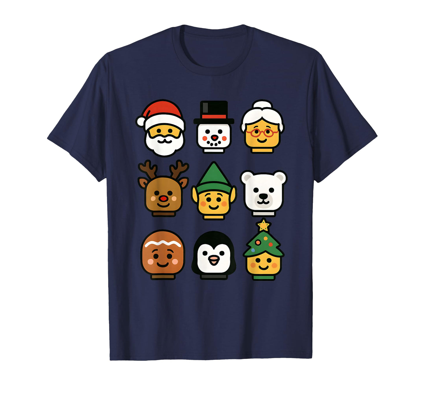 Christmas Building Brick Head Santa Elf Xmas Boys Kids Youth T-Shirt