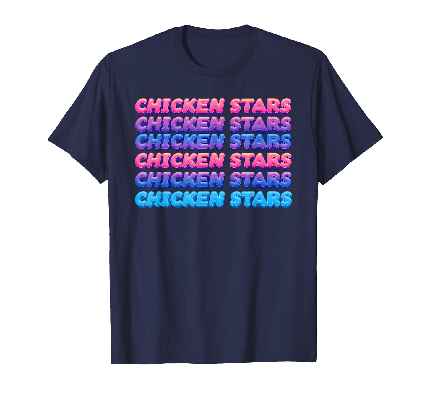 Aesthetic Repeating Chicken Stars Viral Meme Slogan T-Shirt