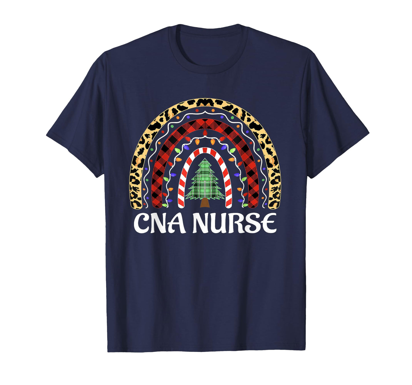 Christmas CNA Nurse Leopard Rainbow Nurse Xmas Christmas T-Shirt