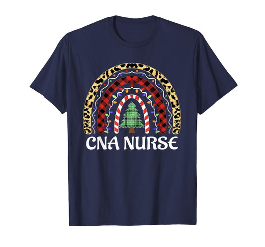 Christmas CNA Nurse Leopard Rainbow Nurse Xmas Christmas T-Shirt