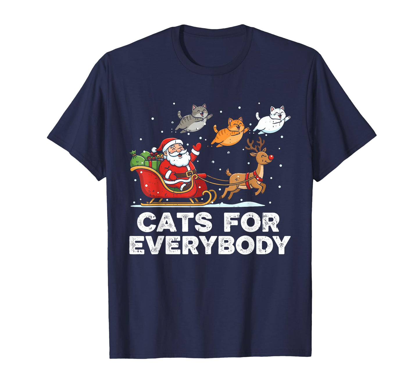 Cats for Everybody Christmas Cats Funny Santa Sleigh Xmas T-Shirt