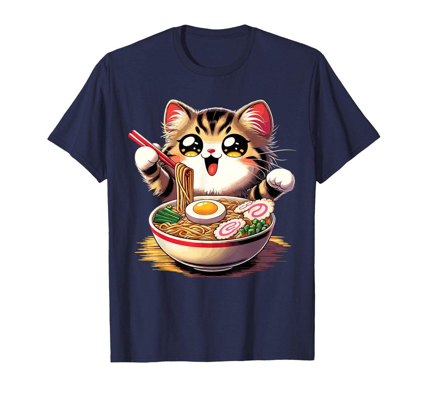Cat Ramen Noodles Anime Kawaii Japanese Cat T-Shirt