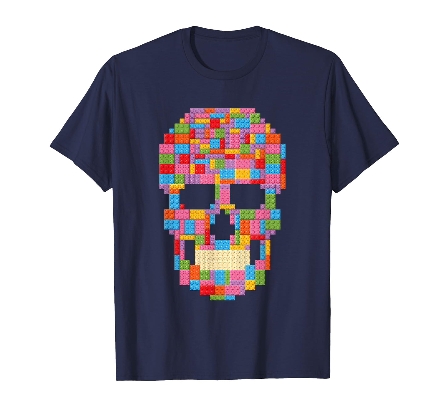 Skull Block Builder Bricks Halloween Skeleton Master Builder T-Shirt