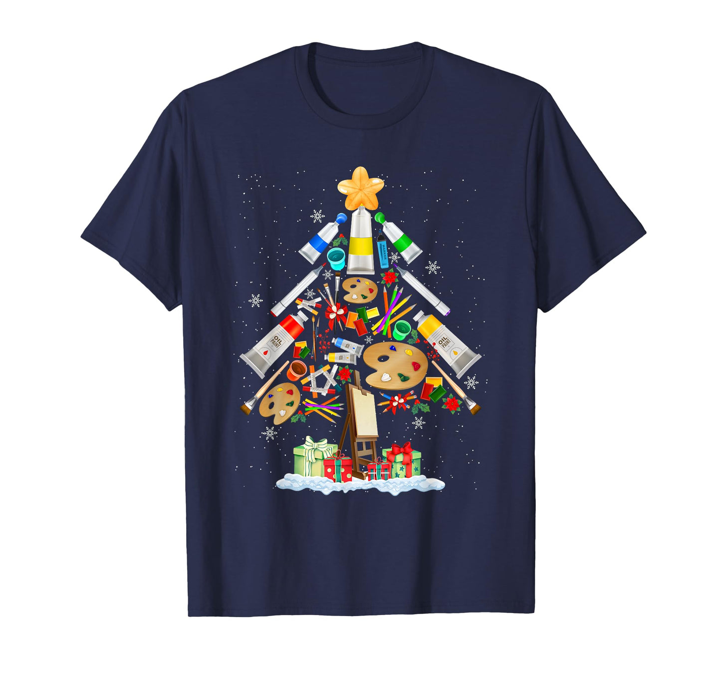 Art Christmas Tree Merry Christmas Artist Art Teacher T-Shirt