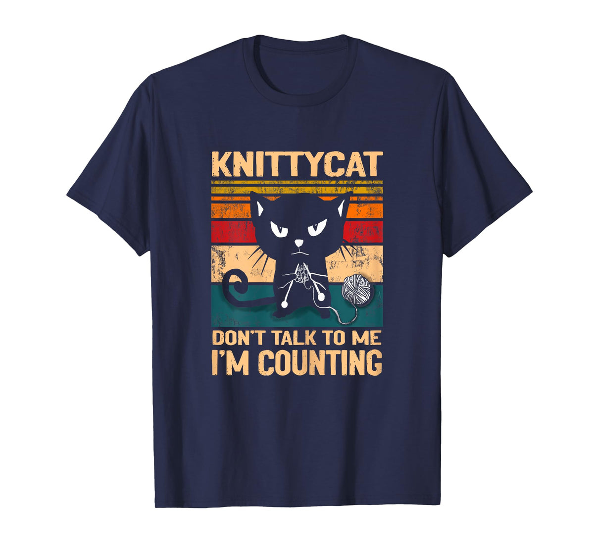 Black Cat Dont talk to me I´m counting Knitting Lover Knit T-Shirt for Women