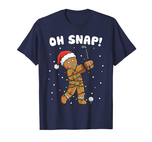 Christmas Gingerbread Oh Snap Cookie Xmas Golfer Golf Player T-Shirt