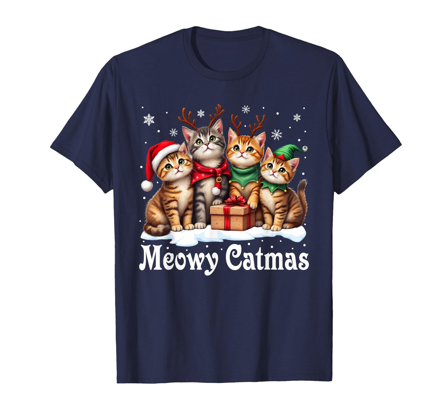 Cat Cats Christmas Pajamas Men Women Boys Girls Meowy Catmas T-Shirt