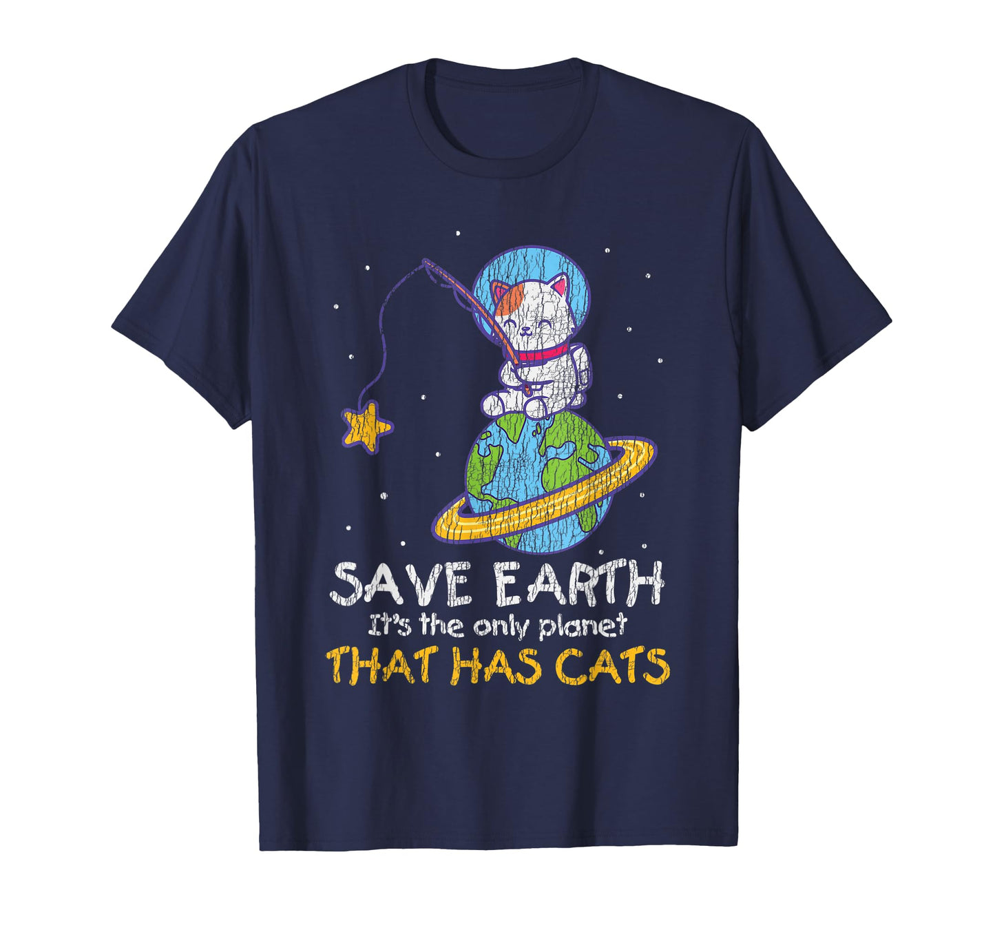 Vintage Save Earth That Has Cat Funny Earth Day Cat Lover T-Shirt