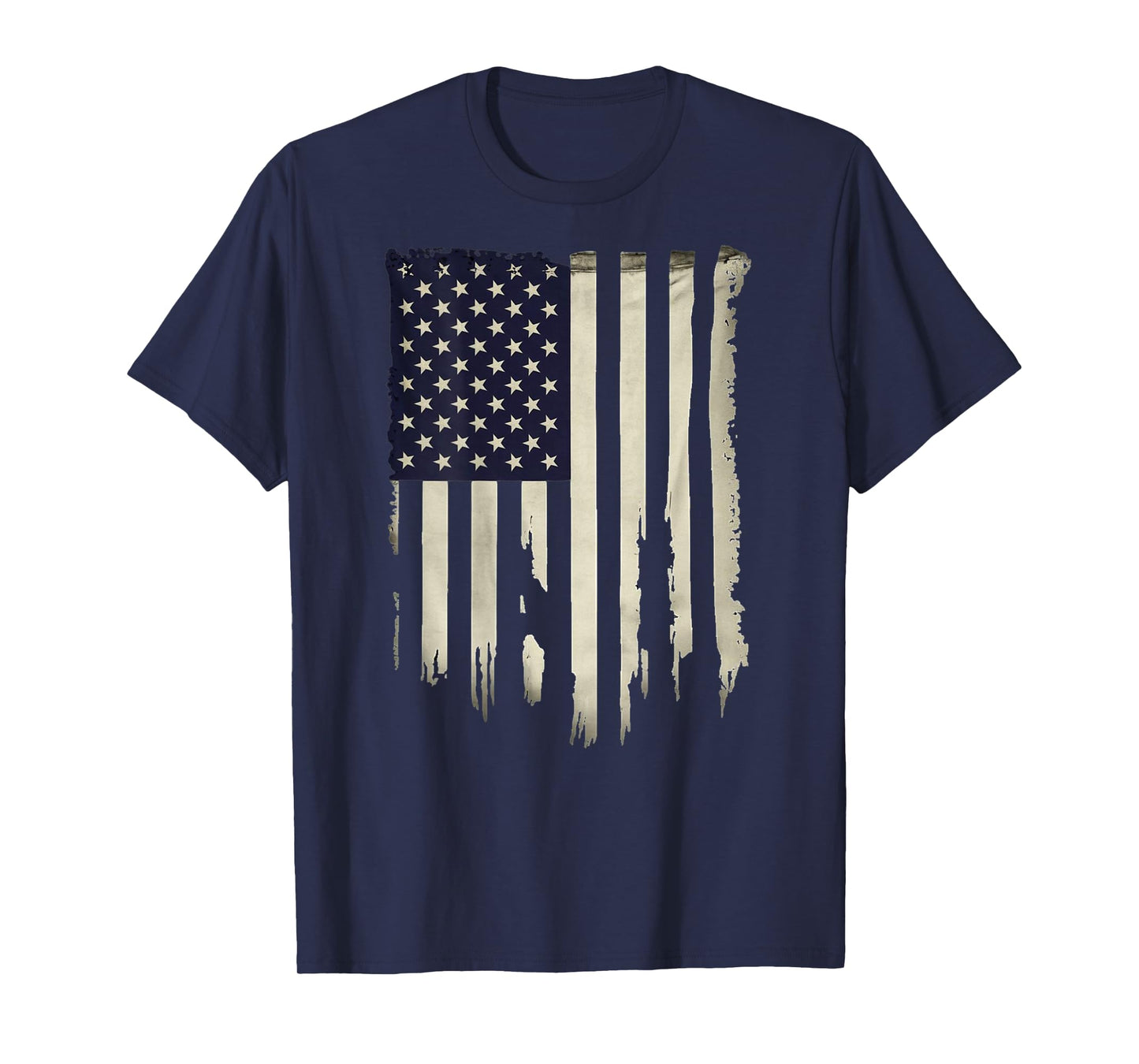 Distressed USA Flag Printed on Back T-Shirt