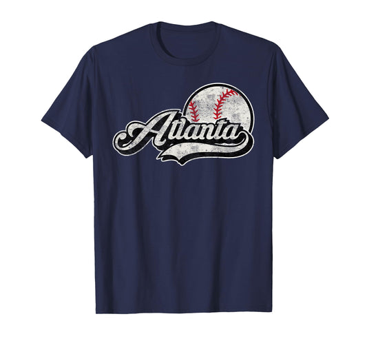 Atlanta Retro Distressed Baseball T-Shirt