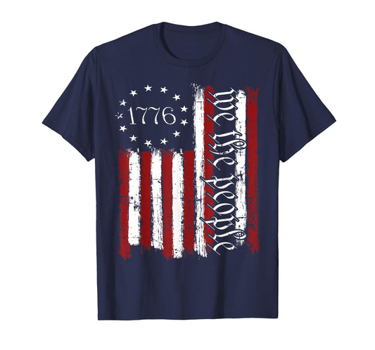Old American Flag Patriotic 1776 We The People USA T-Shirt