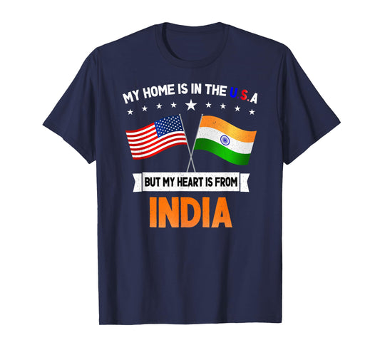 India & USA Flag for Proud People Unisex-Adults T-Shirt Black Small