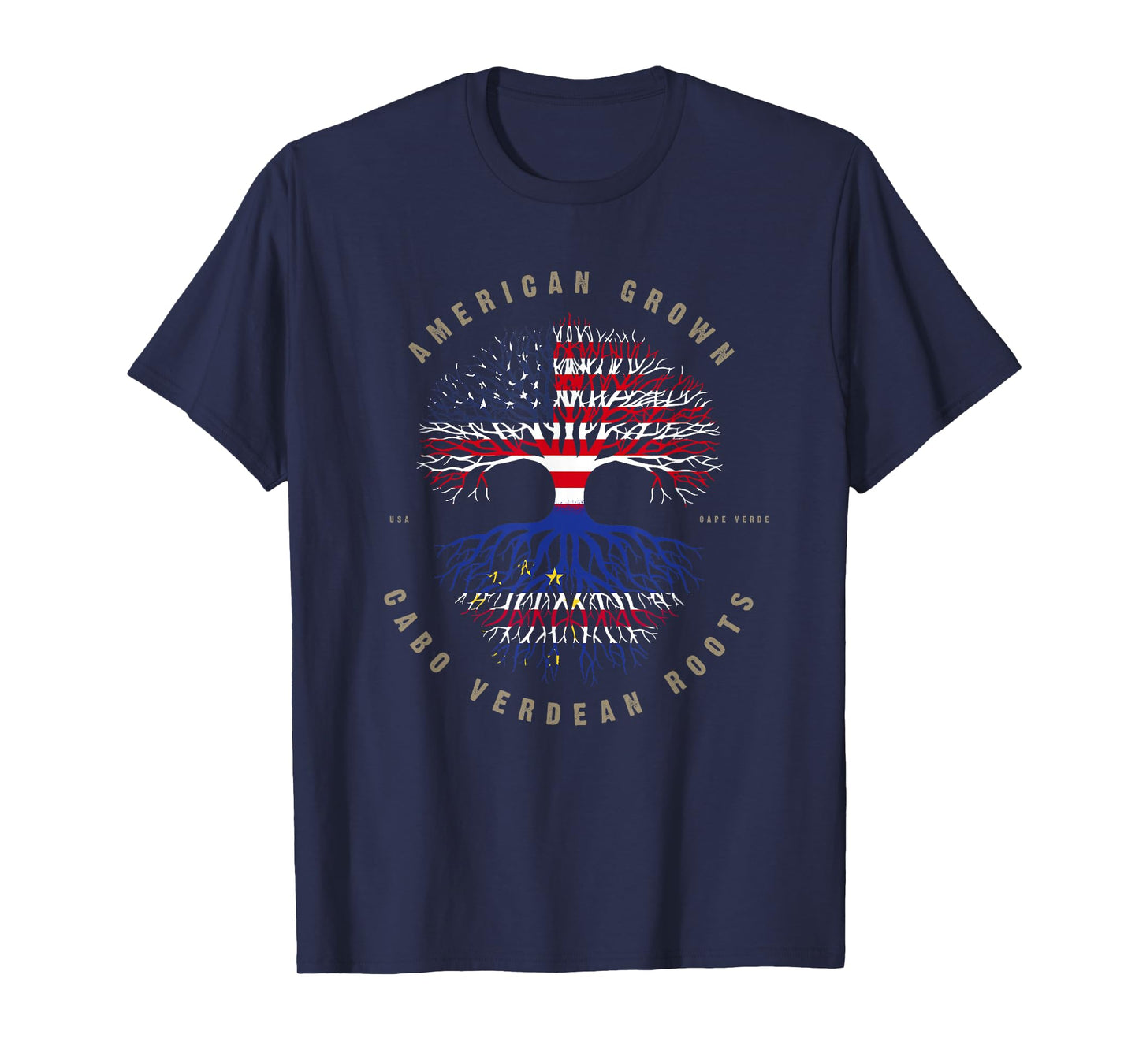 American Grown Cabo Verdean Roots Cape Verde Flag T-Shirt T-Shirt