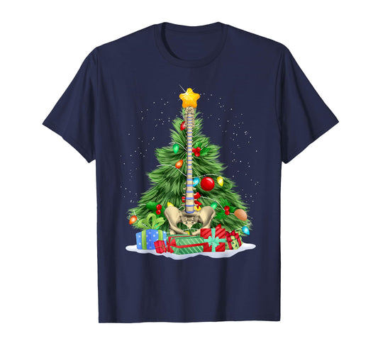 Chiropractic Spine Tree Chiropractic Anatomy Bone Christmas T-Shirt