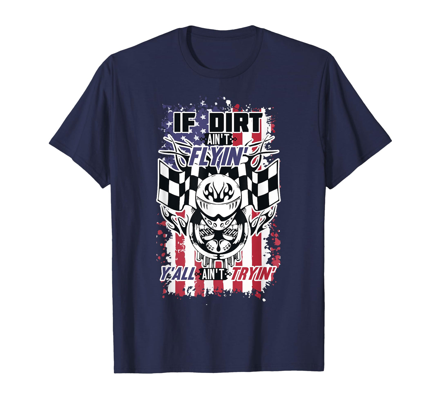 Patriotic Dirt Track, Motocross & Stock Car Racing T-Shirt T-Shirt