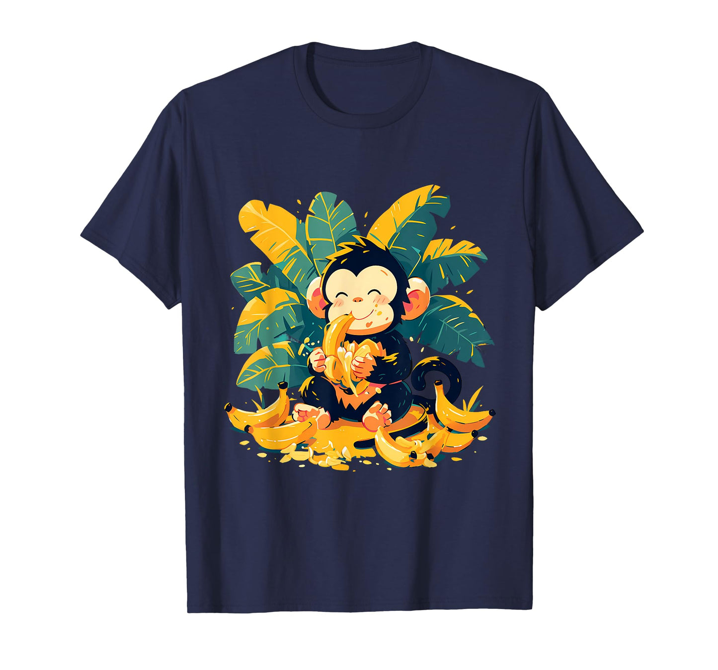 Banana Monkey Cute Monkey Nature Colourful Wildlife T-Shirt
