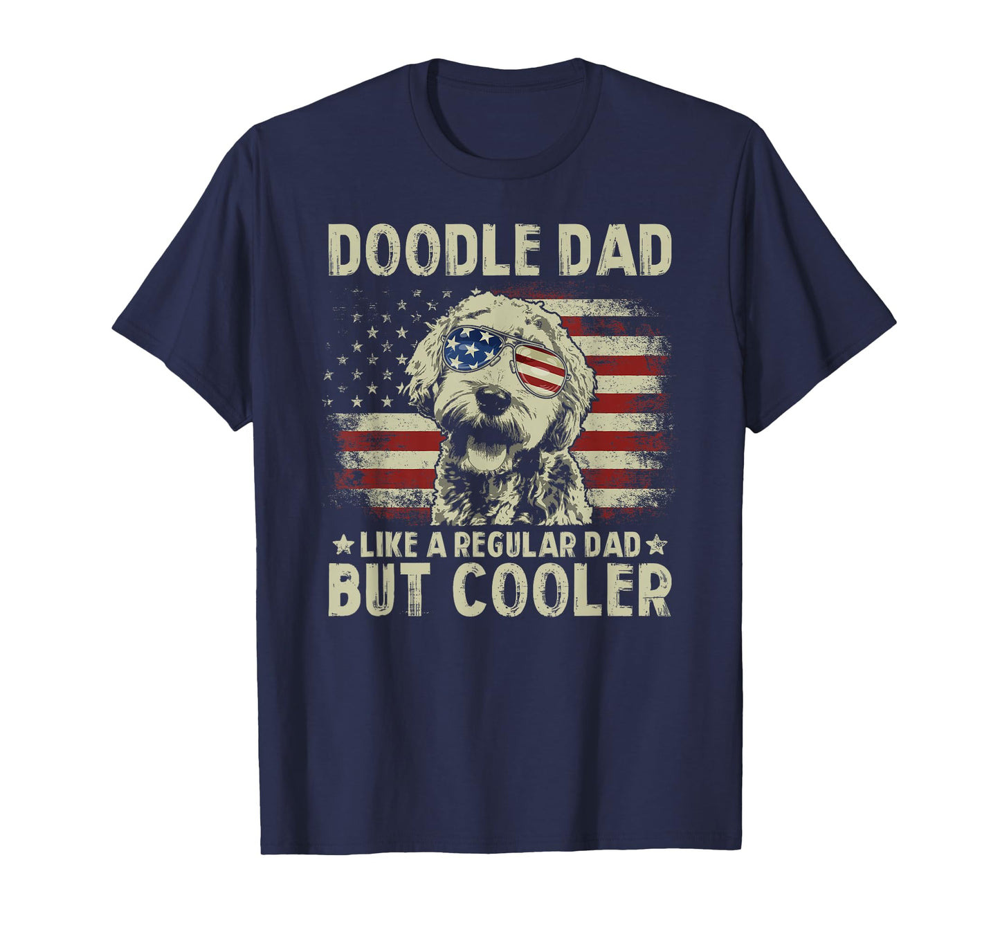 Vintage USA Flag Goldendoodle Doodle Dad Fathers Day Men T-Shirt