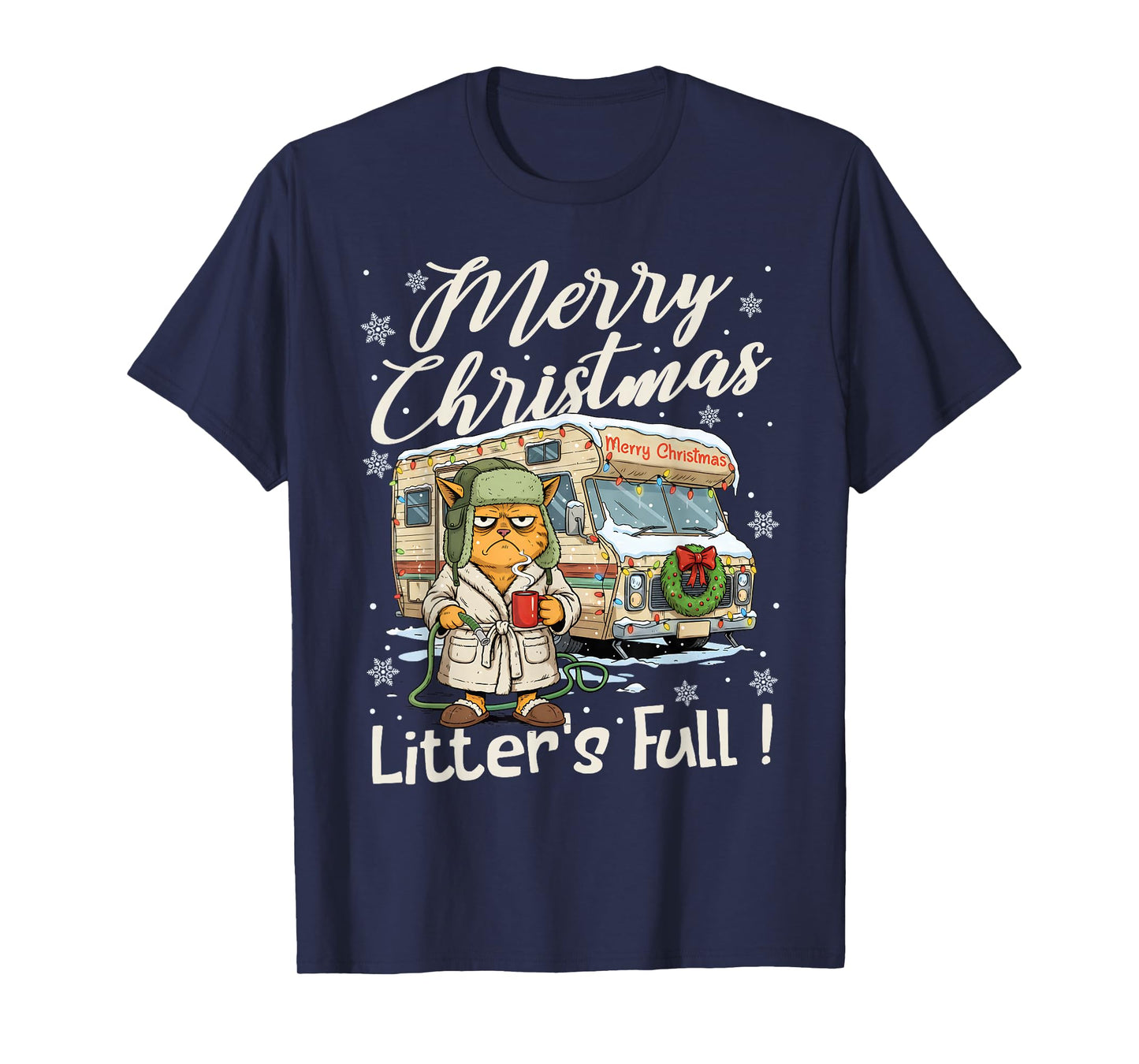 Litter's Full Funny Cat Parody Outfit Sarcastic Christmas T-Shirt