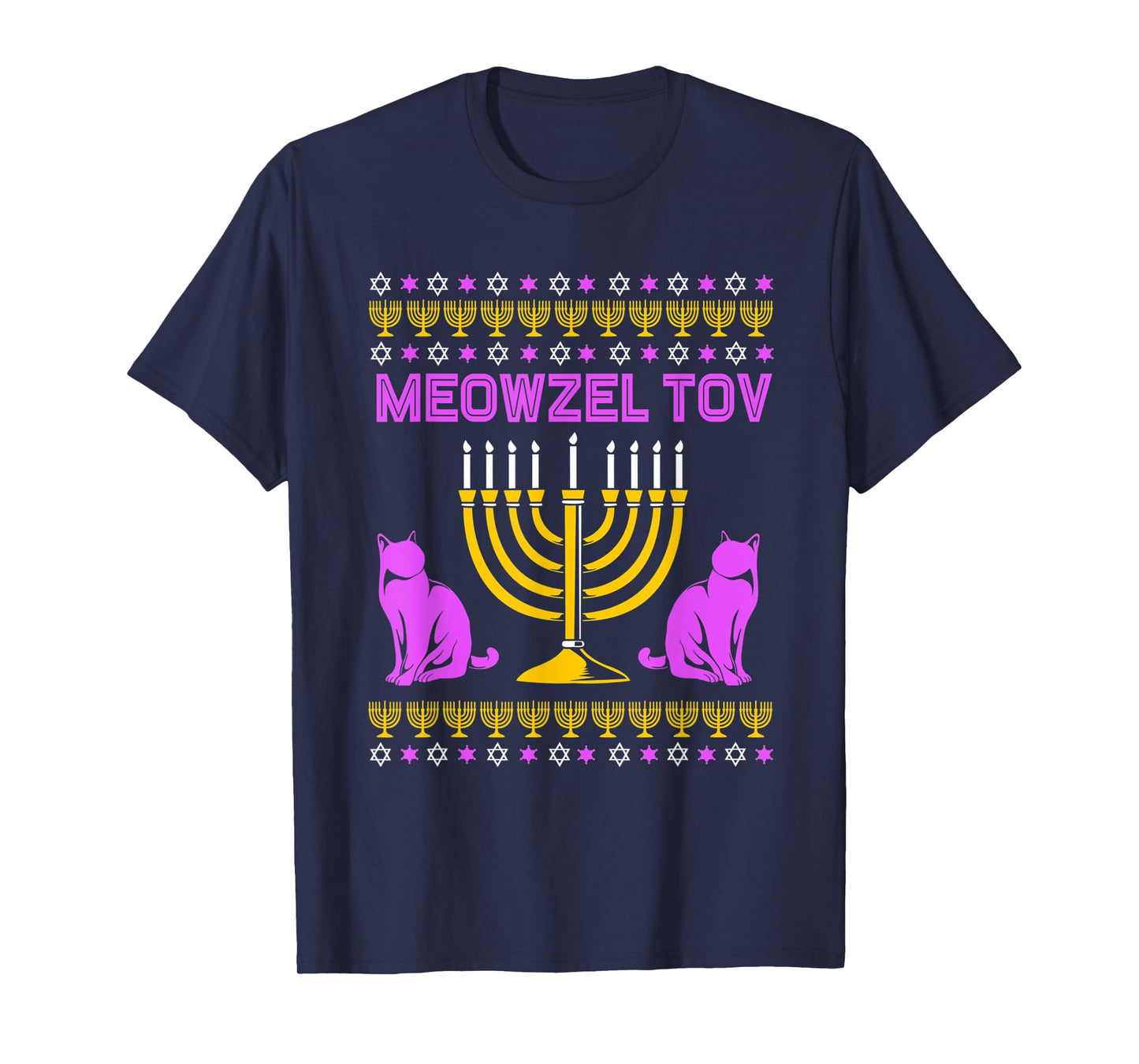 Hanukkah Cat Menorahs For Chanukah Meowzel Tov T-Shirt