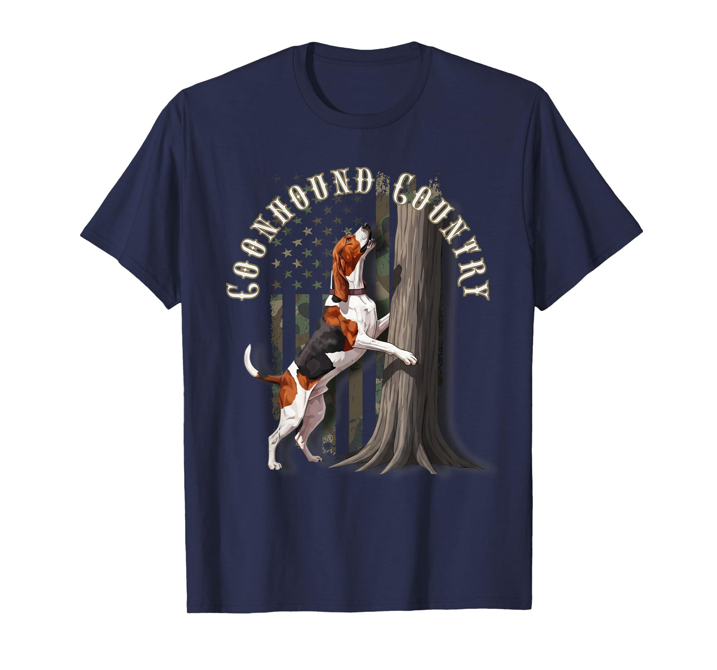 Camo Flag Treeing Walker Coonhound Dog: Coonhound Country T-Shirt