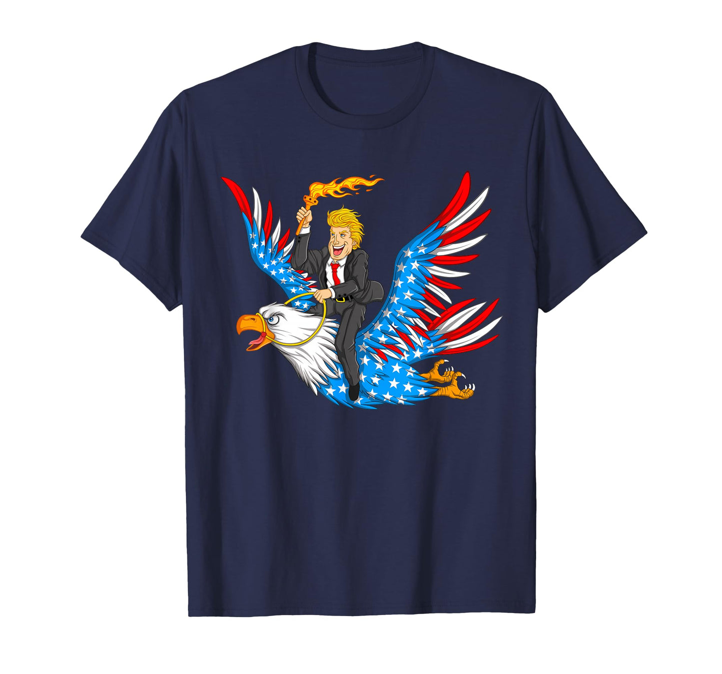 Trump On USA Eagle Cute US 4th Of July Funny American Gift T-Shirt for Women Kids Men