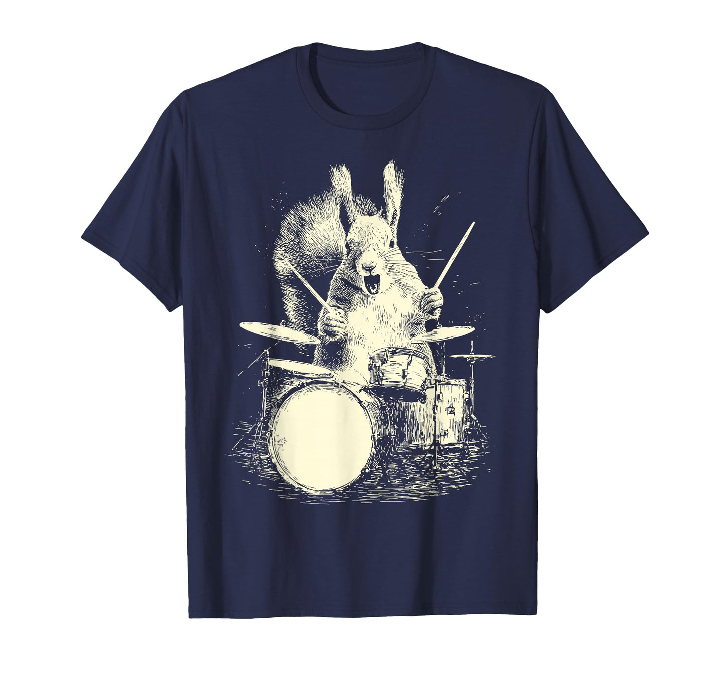 Squirrel Playing Drums Funny Music Animal Drummer Graphic T-Shirt