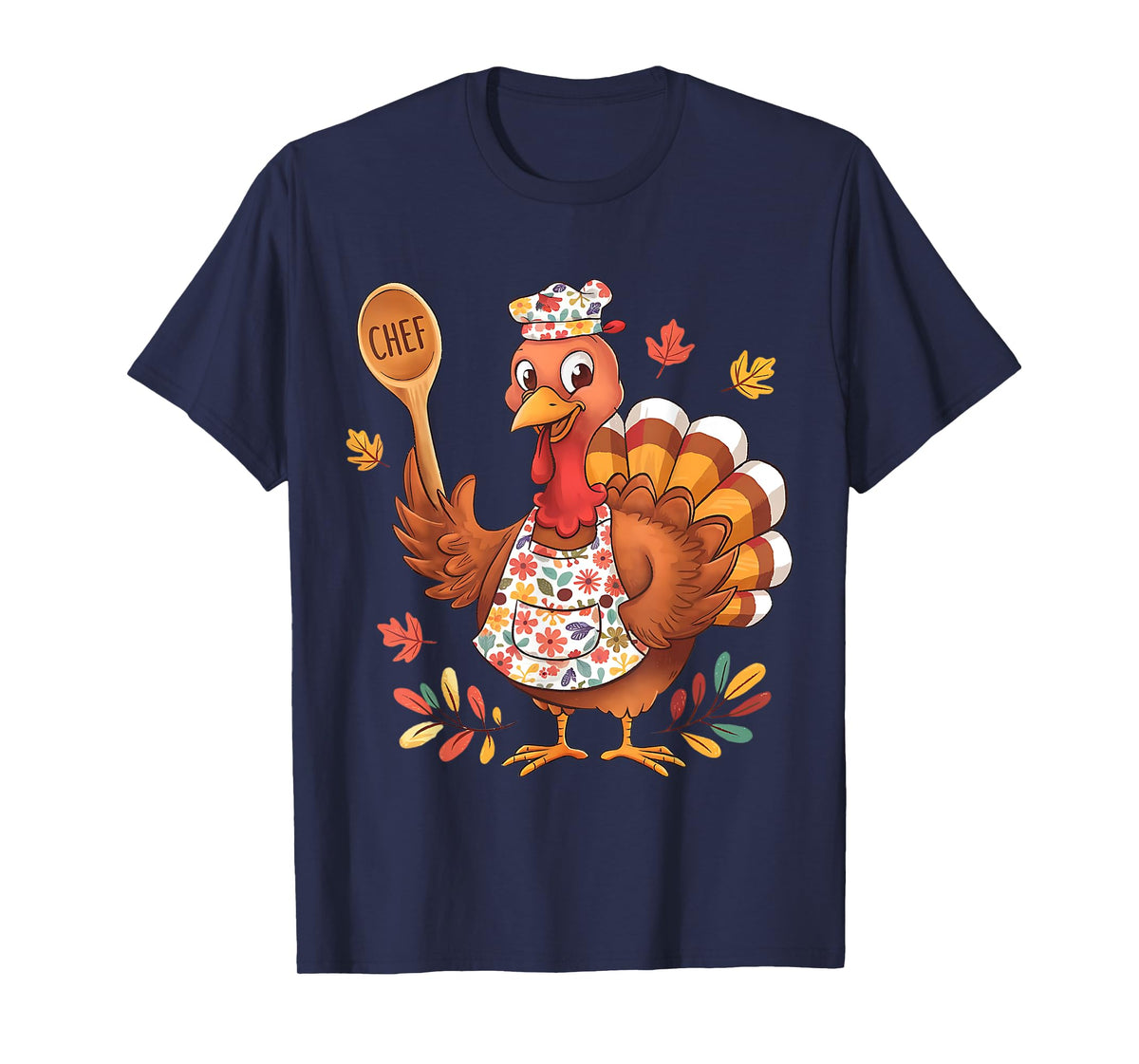 Funny Thanksgiving Chef Turkey Cute Fall Cooking Design T-Shirt