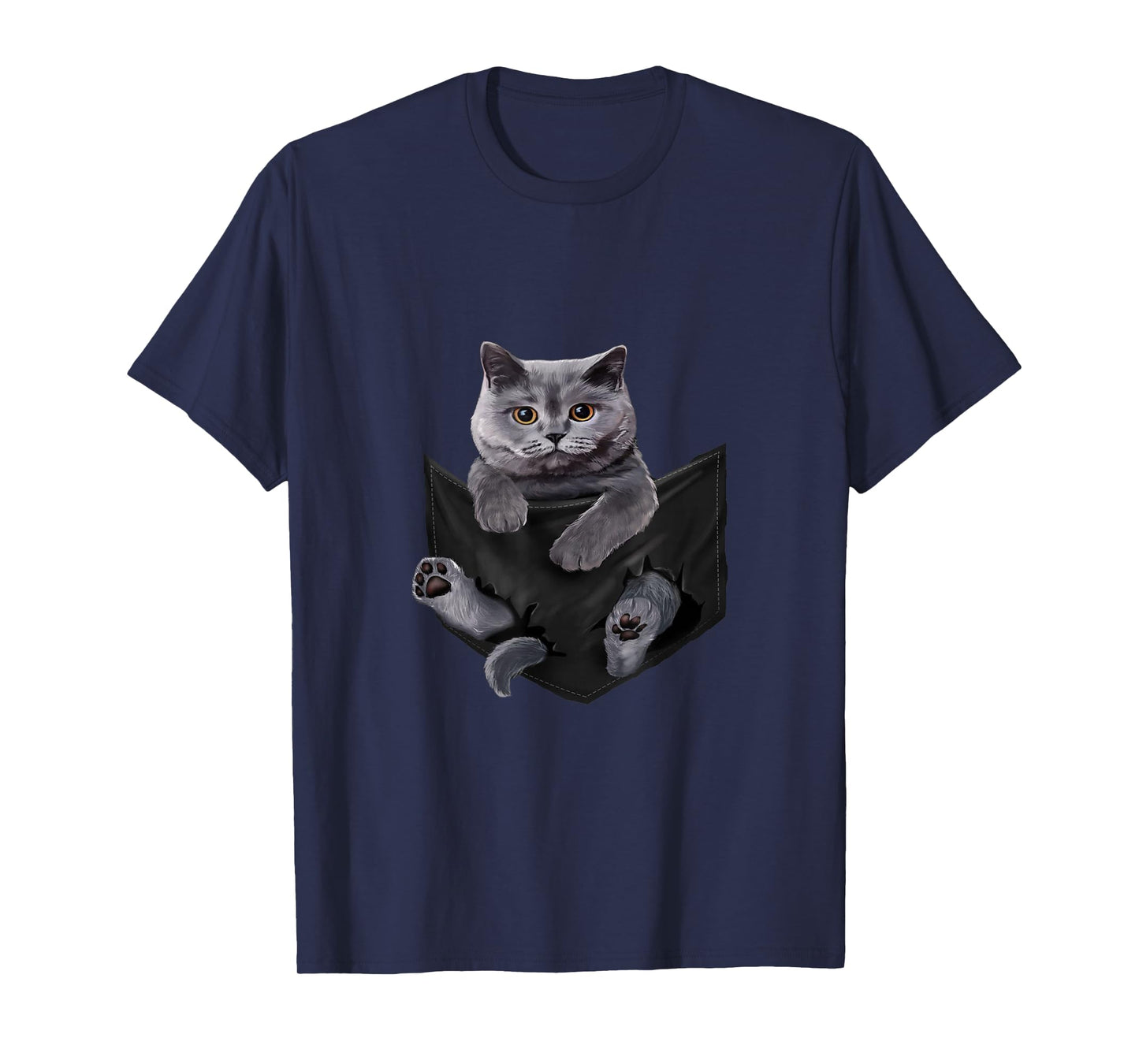 Cat Lovers British Shorthair In Pocket Funny Kitten T-Shirt