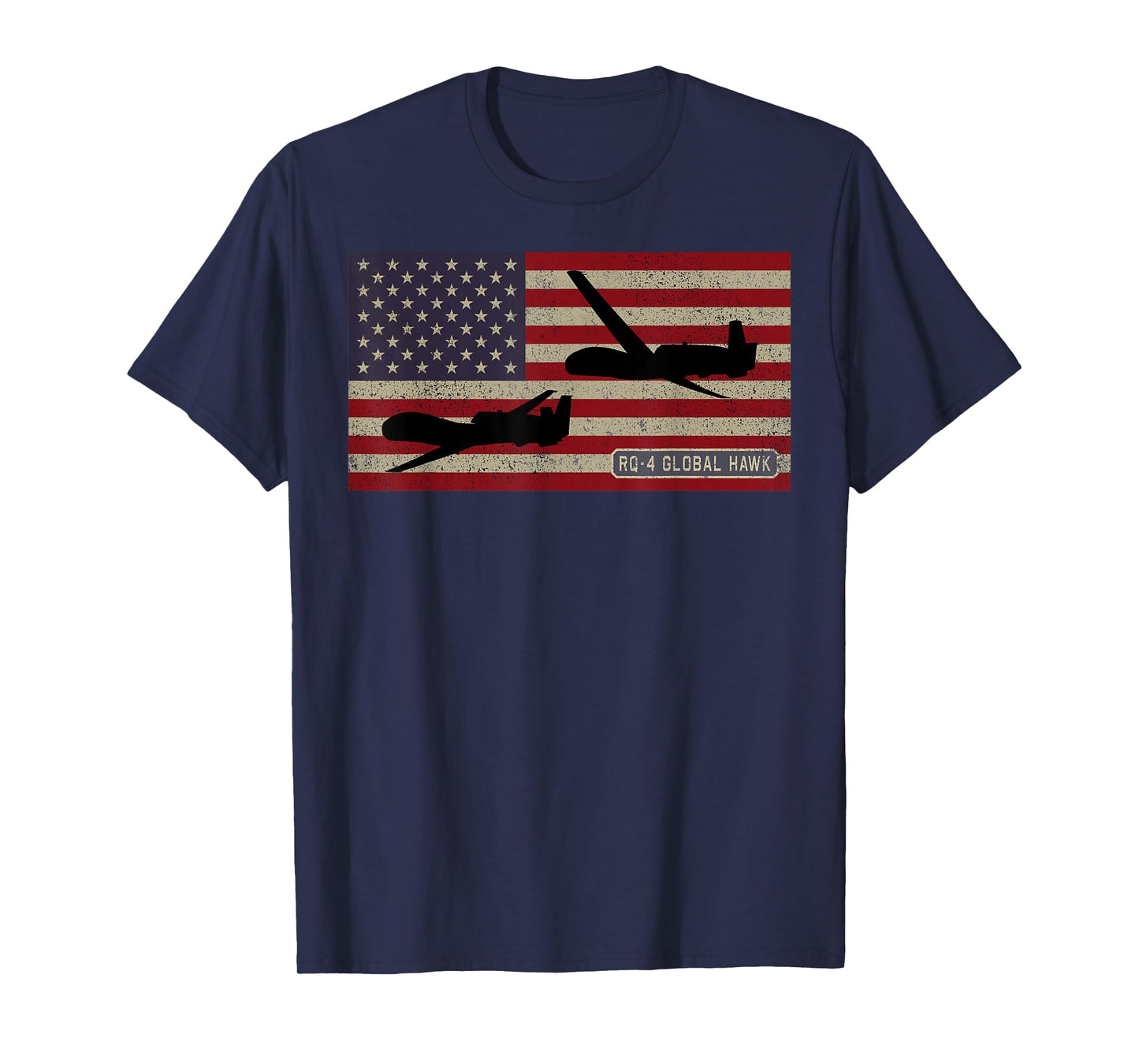 RQ-4 Global Hawk Military UAV Drone American Flag T-Shirt
