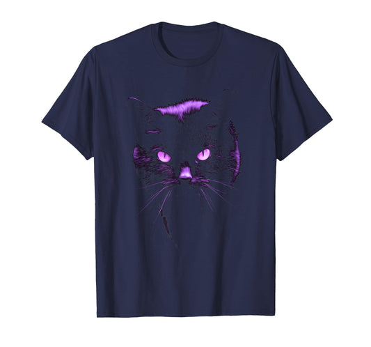 Cool Halloween Shirt Purple Cat, Witches Familiar, Cat's Eye T-Shirt