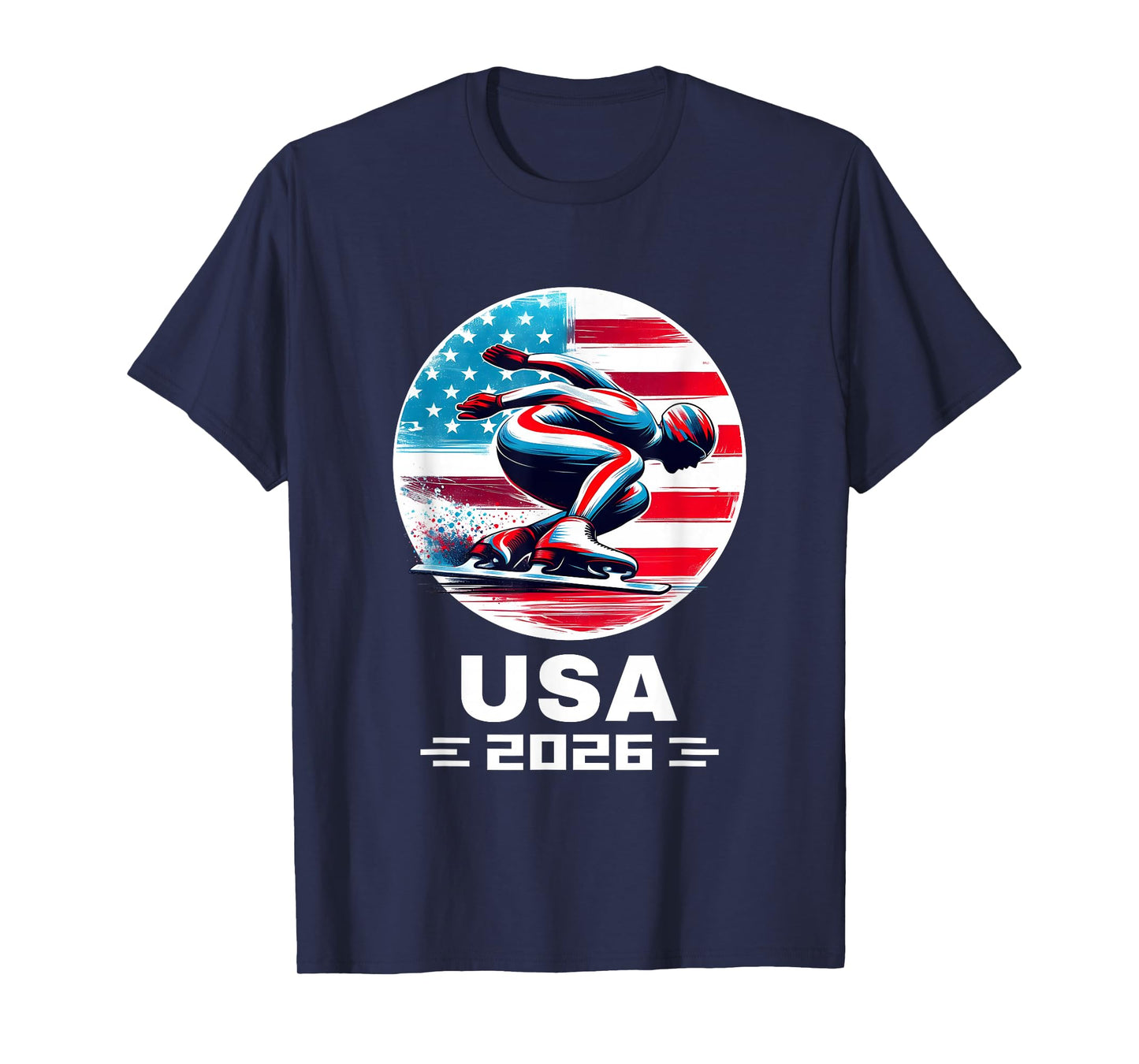 USA Team 2026 United States American Flag Speed Skating USA T-Shirt