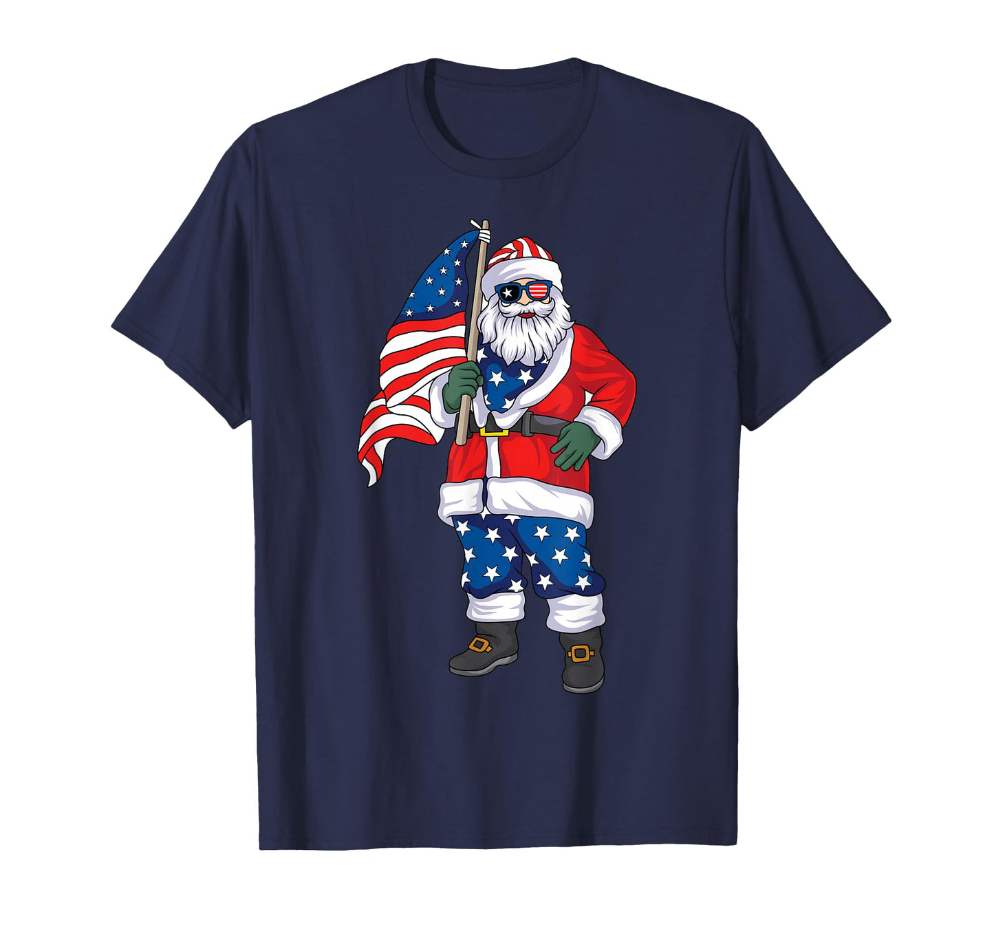 Patriotic Santa American Christmas 4th of July Santa T-Shirt