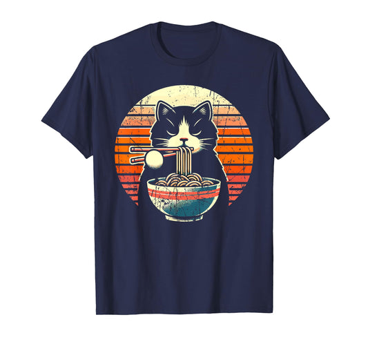Anime Ramen Cat Retro Japanese Noodles Kawaii Cat T-Shirt