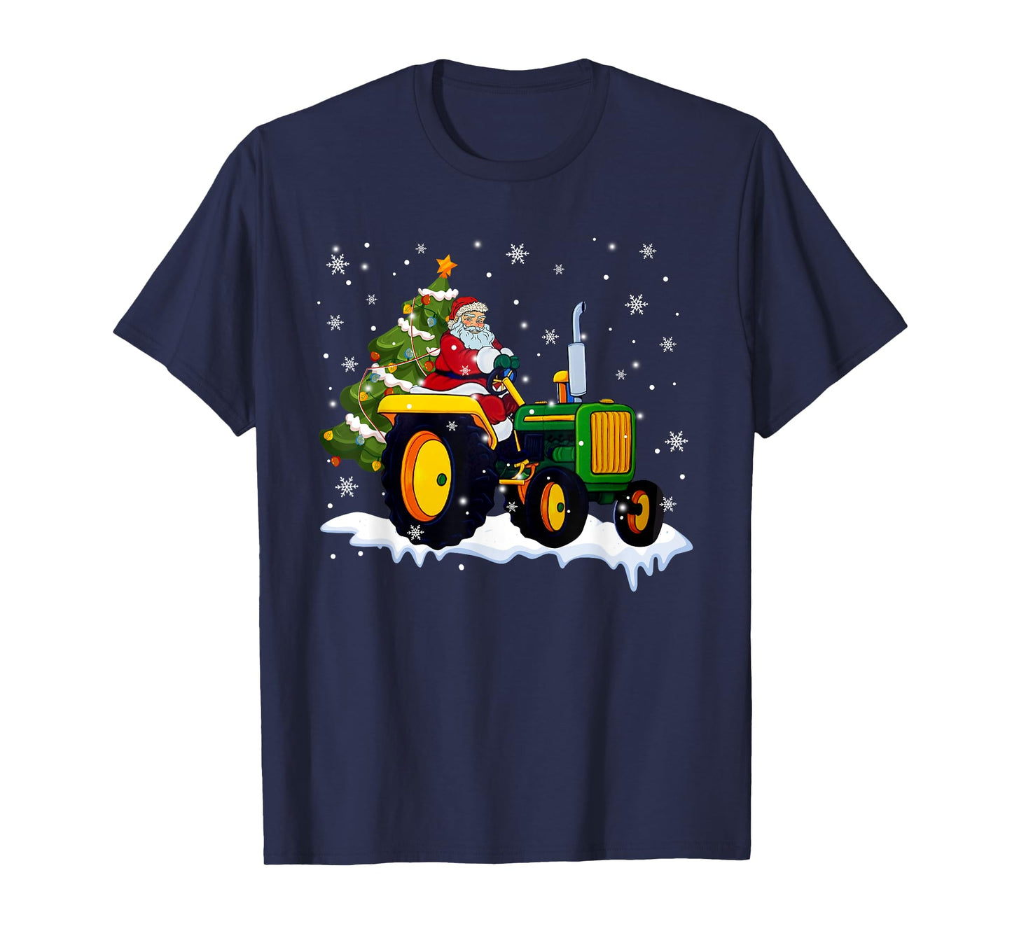 Christmas Santa Claus Riding Tractor Xmas Tree Tractor Lover T-Shirt