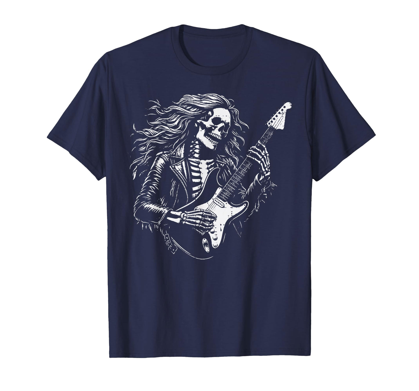 Punk Rock Skeleton Electric Guitar Music Rocker Men Boys Kid T-Shirt