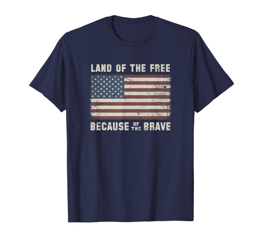 Land of The Free Because of The Brave Vintage Flag T-Shirt