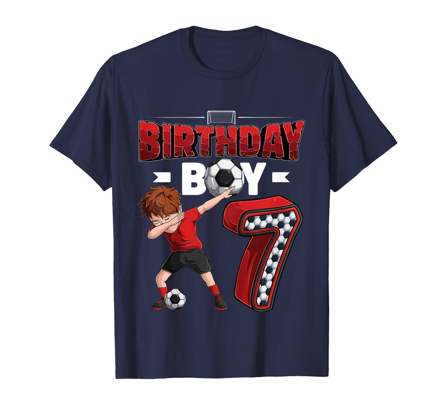 Kids Dabbing boy 7 Year Old Soccer Player 7th Birthday Party T-Shirt