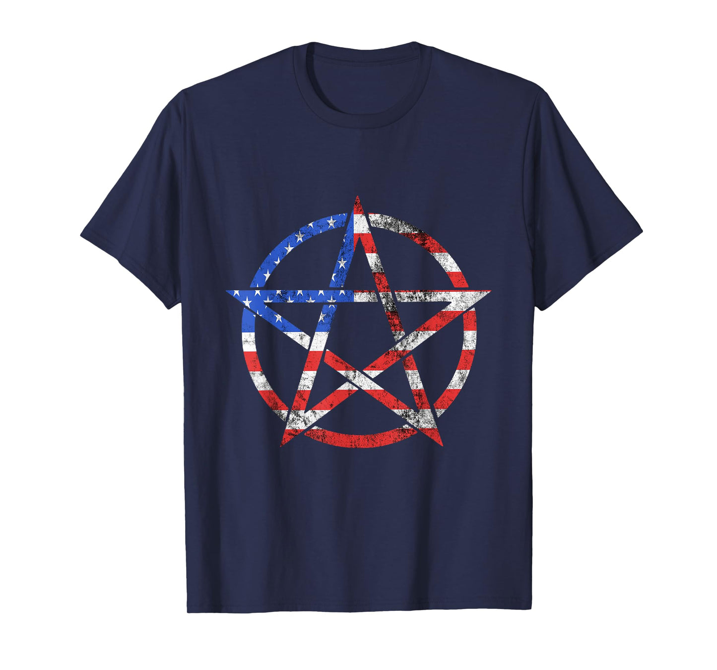 Pentagram American Flag Occult America Wicca Gothic Women Men T-Shirt