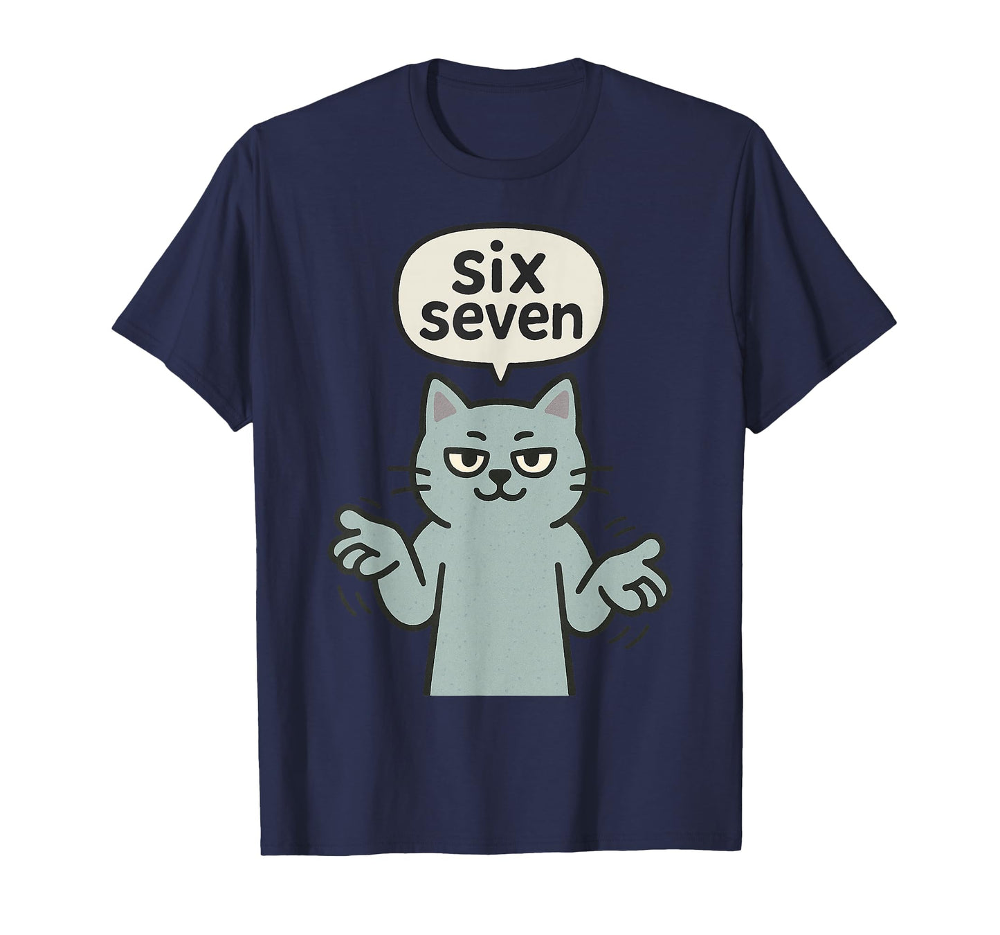 67 Six Seven 6-7 Cat - Funny Kids Gaming Brainrot Meme T-Shirt