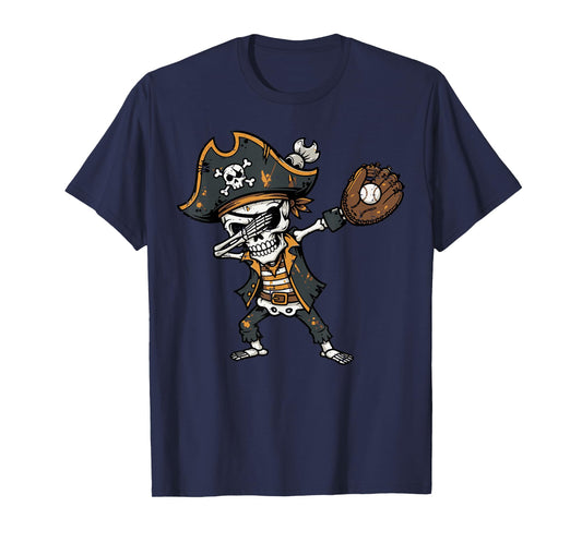 Dabbing Pirate Skeleton Baseball Dab Costume Boys Kids Men T-Shirt
